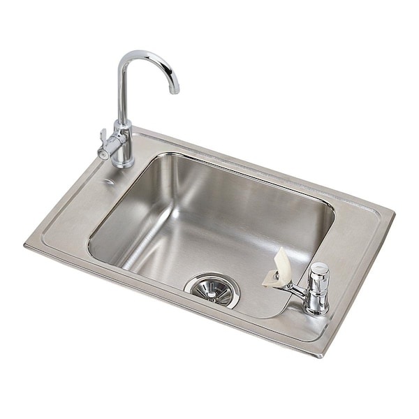Pacemaker Stainless Steel 25 X 17 X 6-1/2 Single Bowl Top Mount Classroom Ada Sink And Faucet Kit